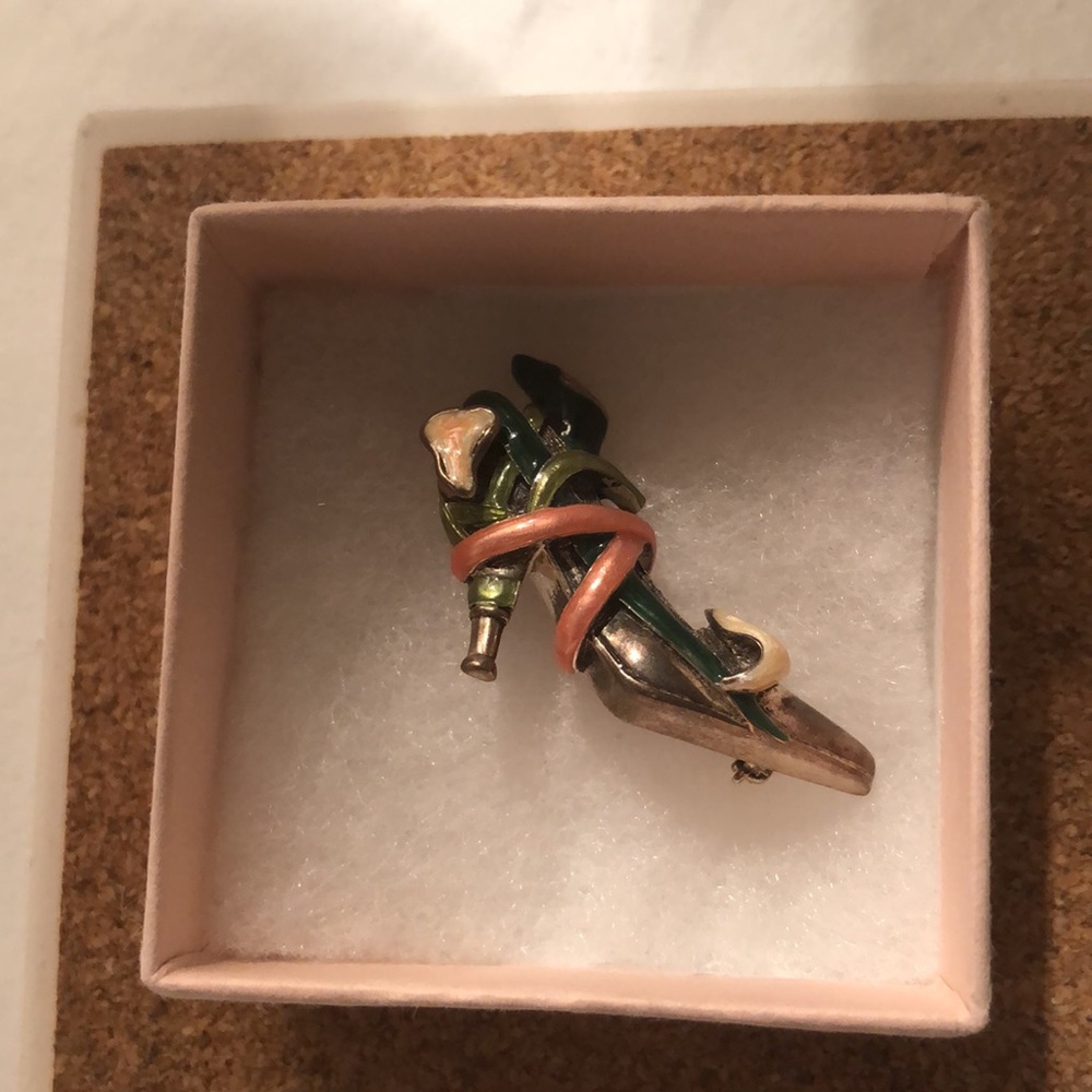 Kenneth J Lane Sterling Shoe Pin Bundle of 3 pins & trinket red booties